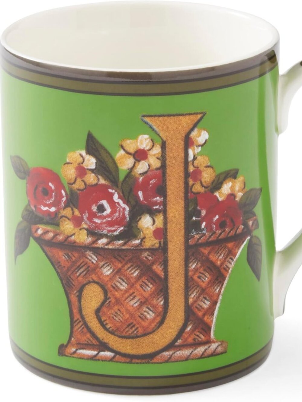 SPODE Kit Kemp Letter "J" Alphabet Mug 12 oz. in Green in Gift Box NWT